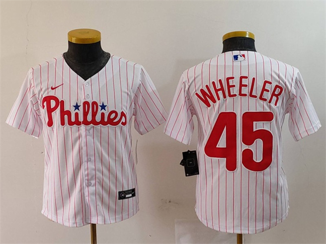 Youth Philadelphia Phillies #45 Zack Wheeler White Cool Base Stitched Baseball Jersey Youth Philadelphia Phillies #45 Zack Wheeler White Cool Base Stitched Baseball Jersey
